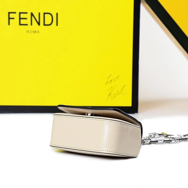 Cheap Nano Fendi F Leather In Bag Beige Calf 0809